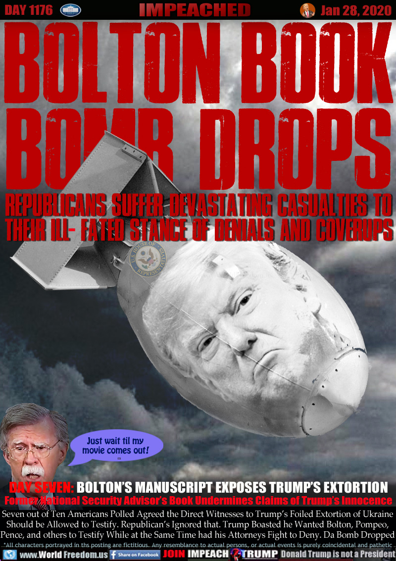 BOLTON BOOK BOMB DROPS

REPUBLICANS SUFFER DEVASTATING CASUALTIES TO
THEIR ILL  FATED STANCE OF DENIALS AND COVERUPS

John Bolton 