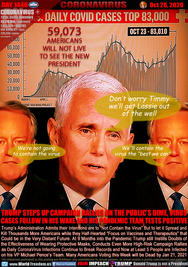 U.S. COVID CASES UP 83,000
59,073
AMERICANS
WILL NOT LIVE
TO SEE THE NEW
PRESIDENT

IMAGES: MSNBC CHART OF DAILY INFECTION SHOWING ALARMING RISE IN 
