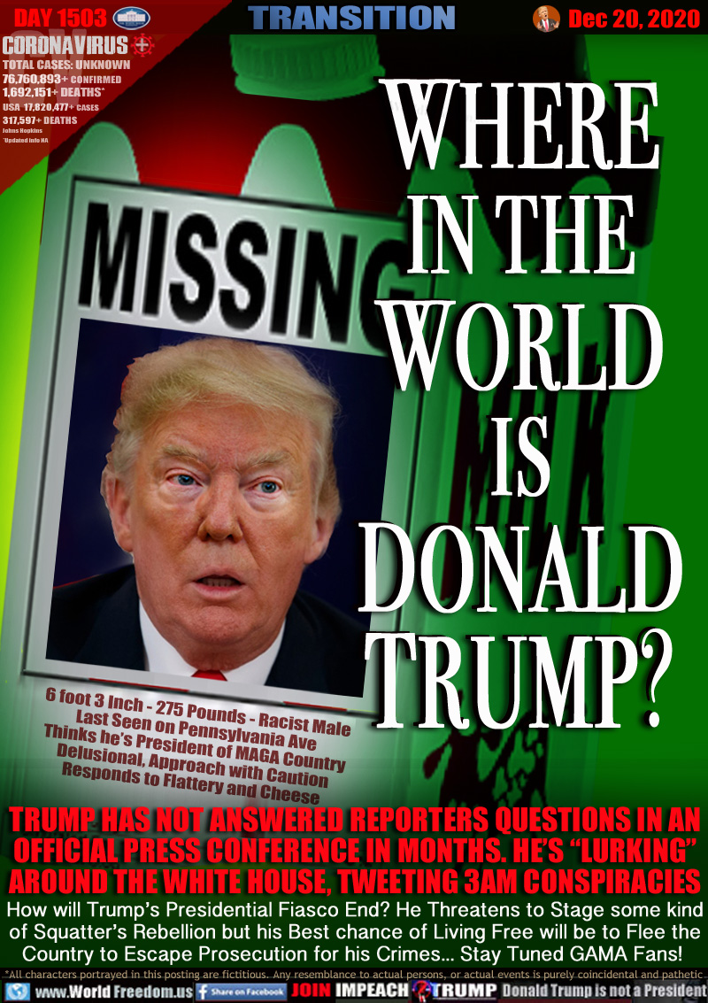 WHERE
IN THE
WORLD
IS
DONALD
TRUMP?

Image: TRUMP ON MILK CARTON 