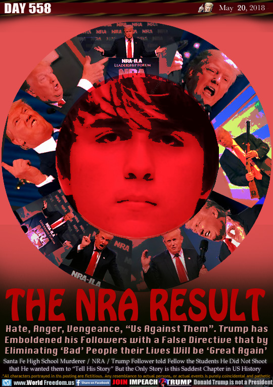 THE NRA RESULT

Hate, Anger, Vengeance, 'Us Against Them. Trump has
Emboldened his Followers with a False Directive that by Eliminating 