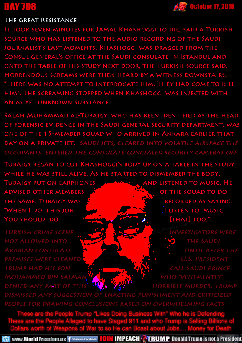 It took seven minutes for Jamal Khashoggi to die, said a Turkish source who has listened to the audio recording of the Saudi journalist's last moments. Khashoggi was dragged from the Consul General’s office at the Saudi consulate in Istanbul and onto the table of his study next door, the Turkish source said. Horrendous screams were then heard by a witness downstairs. 