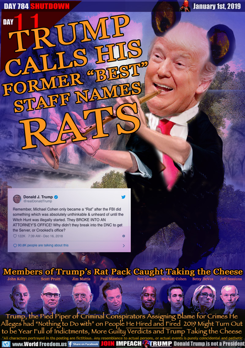 TRUMP’S
CALLS HIS
FORMER “BEST”
STAFF NAMES
RATS

TRUMP TWEET Dec 16, 7:39AM 