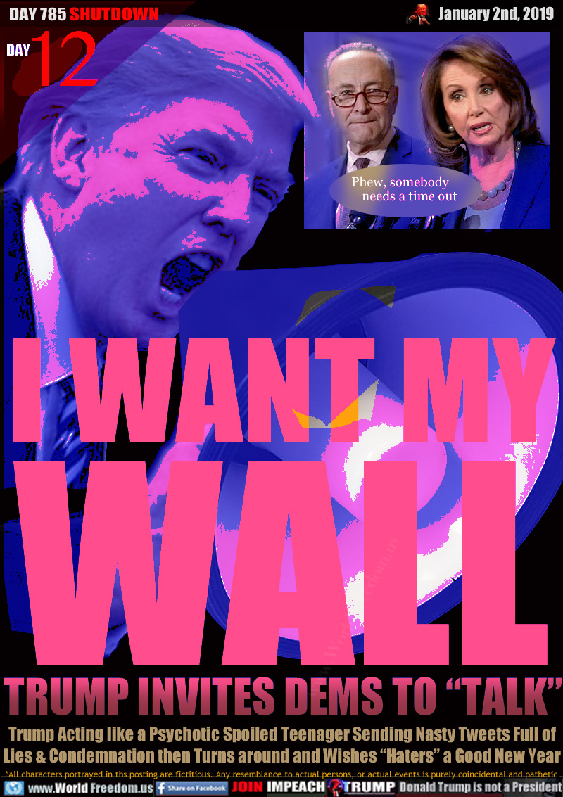 I WANT MY
WALL

TRUMP INVITES DEMS TO “TALK”

Dem Chuck Schumer and Nancy Pelosi 