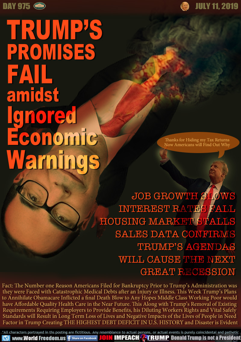 TRUMP’S
PROMISES
FAIL
amidst
Ignored
Economic
Warnings

TRUMP ECONOMIC ADVISOR STEVE MUNCHIN GOING DOWN IN FLAMES.

Lil Trump saying 