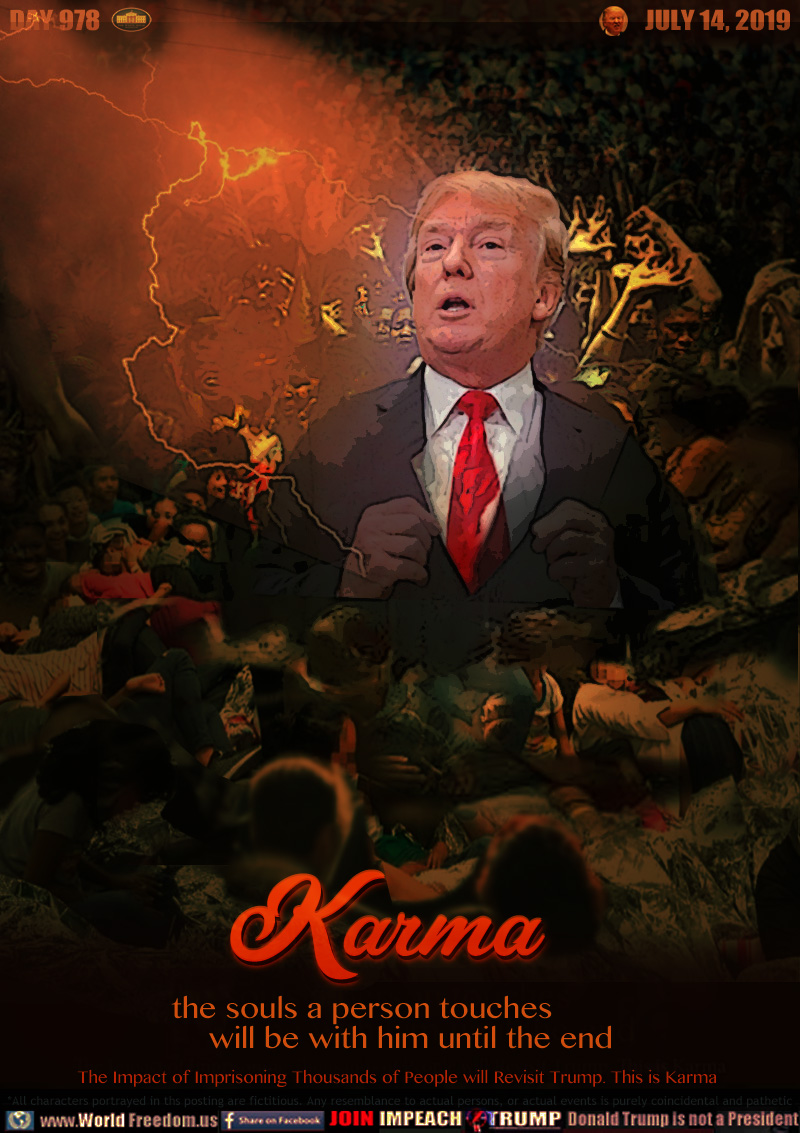 Karma...the souls a person touches
will be with him until the end

(Trump surrounded in a sea of souls he has impacted. )

The Impact of Imprisoning Thousands of People will Revisit Trump. This is Karma